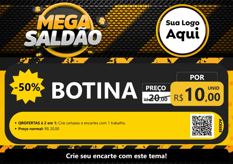 Modelo de Cartaz para Cartaz A4 Horizontal com o tema Mega Saldão para Agropecuária