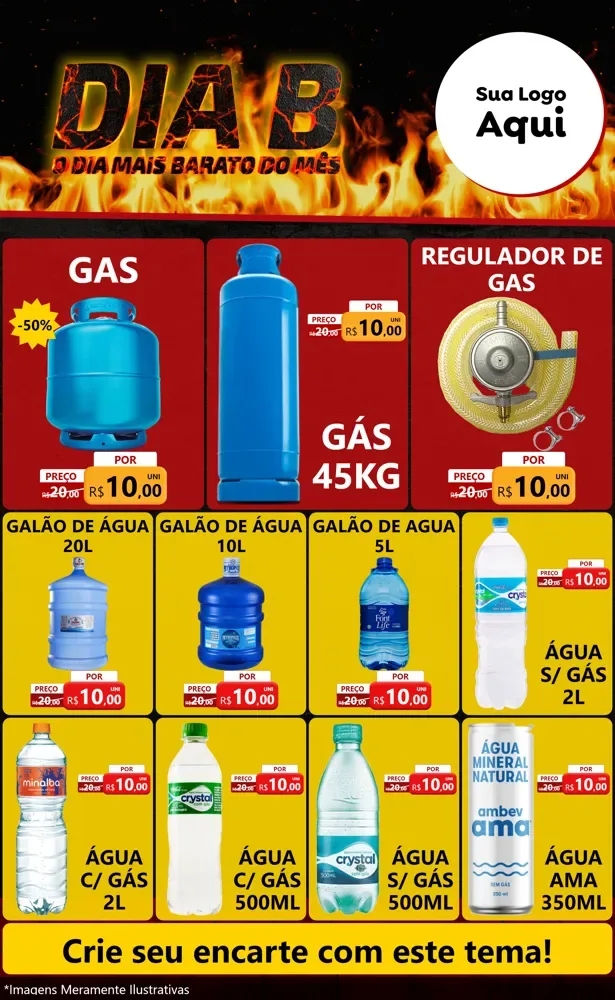 Modelo de Encarte para Encarte Grande com o tema Dia B para Água e gás