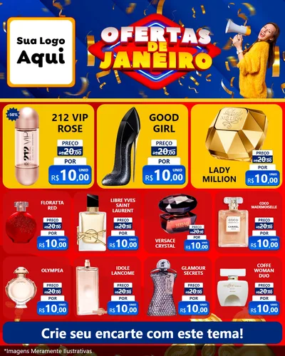 Modelo de Rede Social para Feed Instagram com o tema Ofertas de Janeiro para Perfumes
