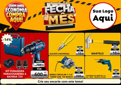 Modelo de Encarte para Encarte A4 Horizontal com o tema Fecha Mês para Maquinas e Ferramentas