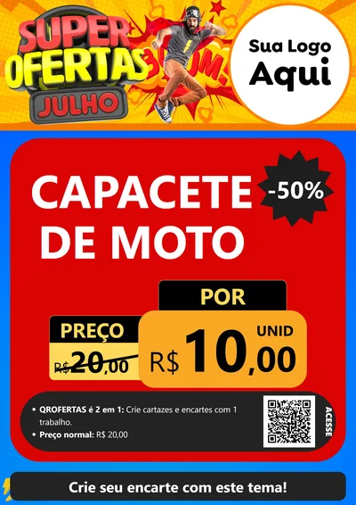 Modelo de Cartaz para Cartaz A4 Vertical com o tema Super Ofertas Julho para Moto peças