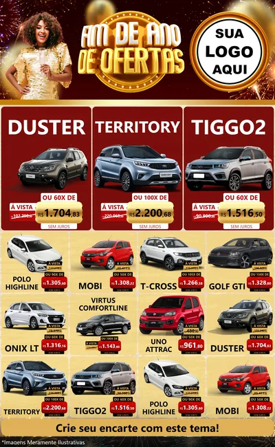 Modelo de Encarte para Encarte Grande com o tema Fim de Ano de Ofertas para Concessionaria de Carros