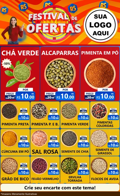 Modelo de Encarte para Encarte Grande com o tema Festival de Ofertas para Produtos Naturais