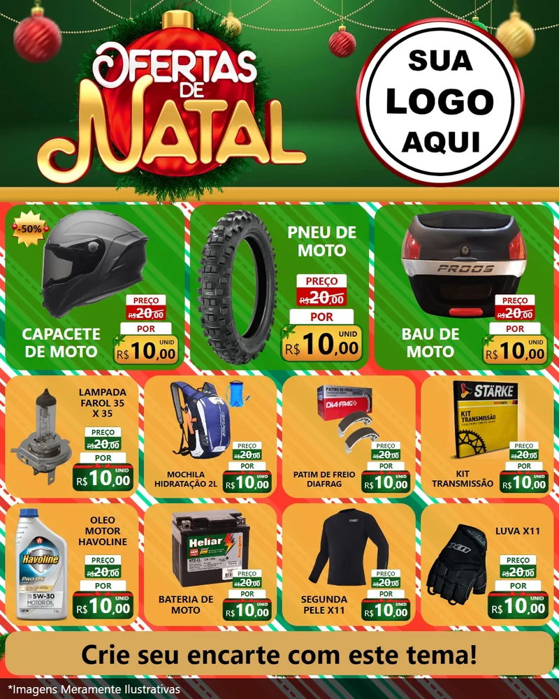 Modelo de Rede Social para Feed Instagram com o tema Ofertas de Natal para Moto peças
