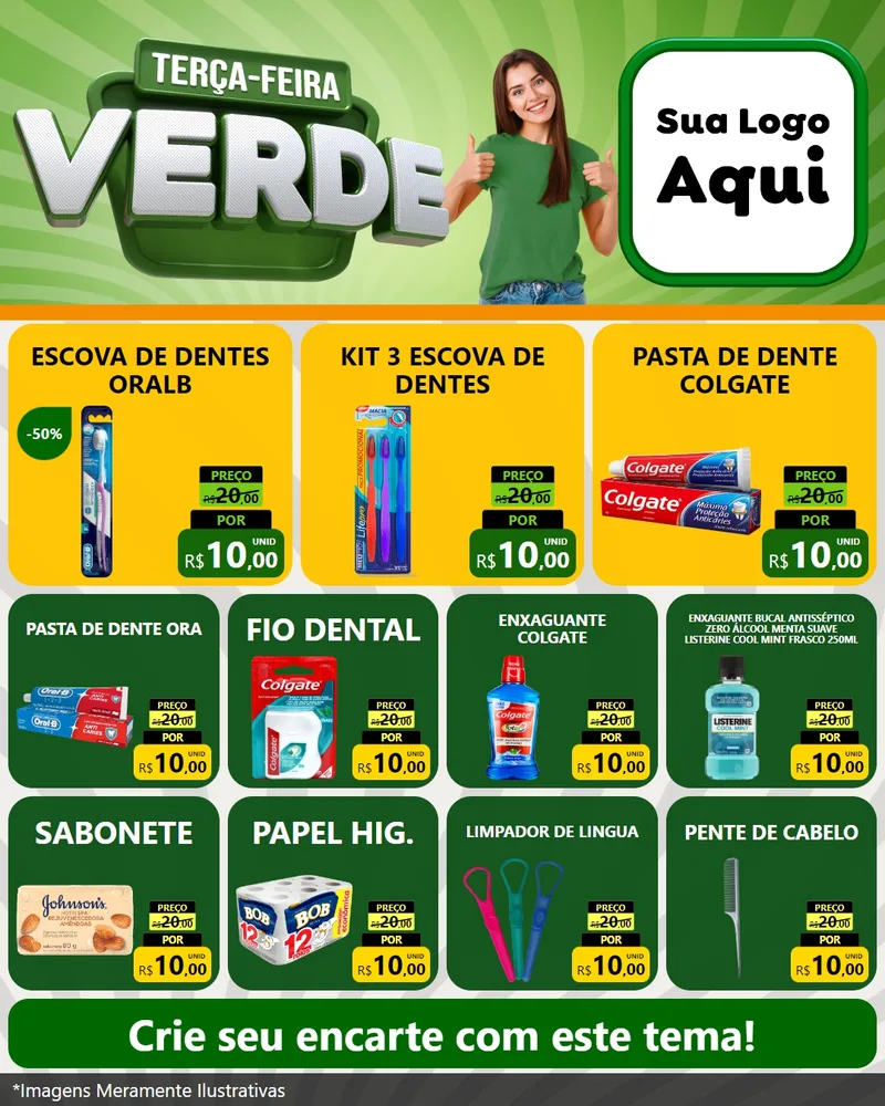 Modelo de Rede Social para Feed Instagram com o tema Terça - Feira Verde para Higiene Pessoal