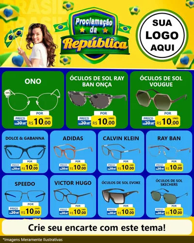 Modelo de Rede Social para Feed Instagram com o tema Proclamação da República para Óticas
