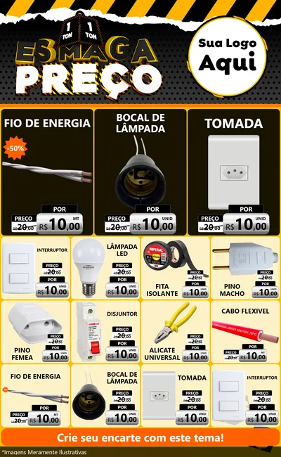 Modelo de Encarte para Encarte Grande com o tema Esmaga Preço para Materiais Elétricos