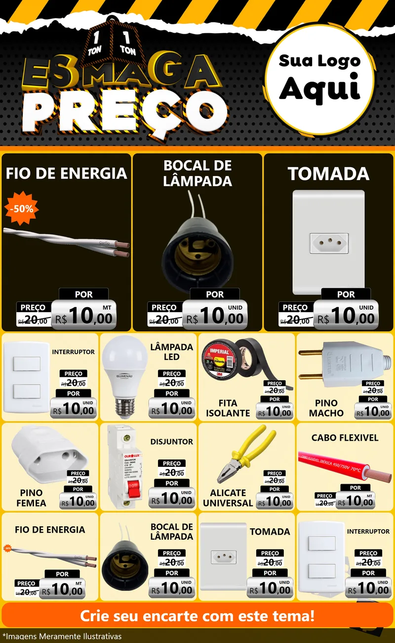 Modelo de Encarte para Encarte Grande com o tema Esmaga Preço para Materiais Elétricos