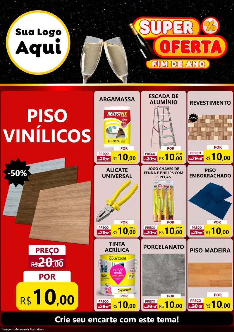Modelo de Encarte para Encarte A4 Vertical com o tema Super Oferta Fim de Ano para Material para Construção