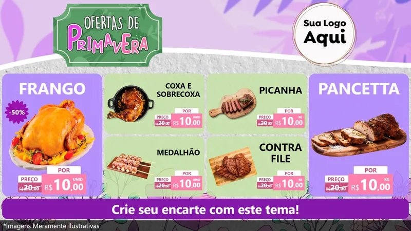 Modelo de TV para TV Horizontal com o tema Ofertas de Primavera para Assados