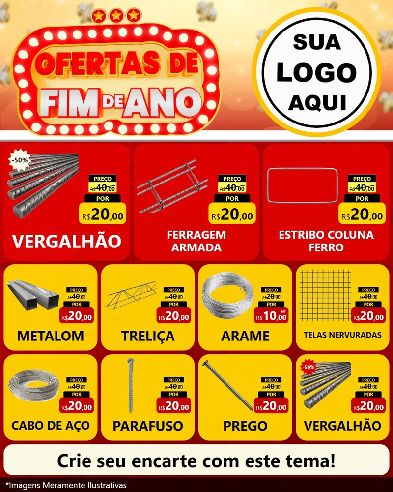 Modelo de Rede Social para Feed Instagram com o tema Ofertas de Fim de Ano para Ferragens