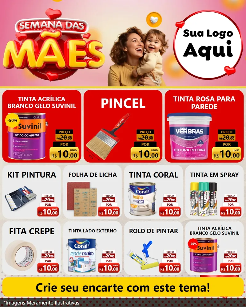 Modelo de Rede Social para Feed Instagram com o tema Semana das Mães para Tintas e Ferramentas