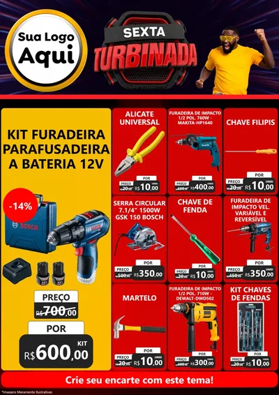 Modelo de Encarte para Encarte A4 Vertical com o tema Sexta Turbinada para Maquinas e Ferramentas