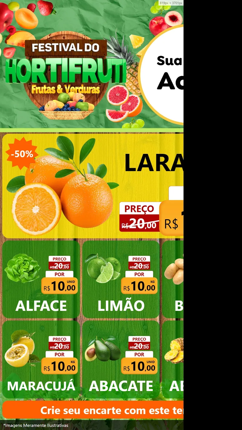 Modelo de Rede Social para Stories com o tema Festival do Hortifruti para Hortifrúti