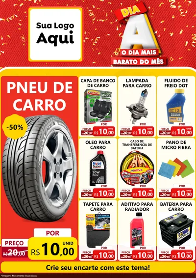 Modelo de Encarte para Encarte A4 Vertical com o tema Dia A o Dia Mais Barato do Mês para Auto peças