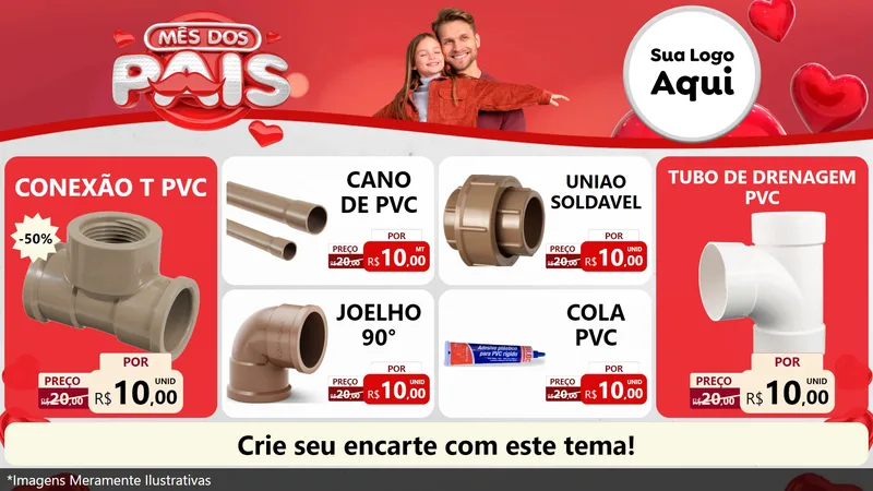 Modelo de TV para TV Horizontal com o tema Mês dos Pais para Tubos e conexões