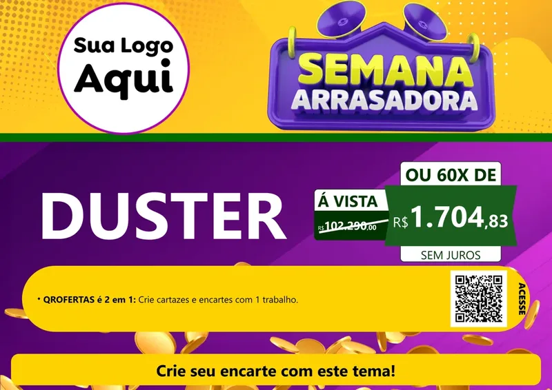 Modelo de Cartaz para Cartaz A4 Horizontal com o tema Semana Arrasadora para Concessionaria de Carros