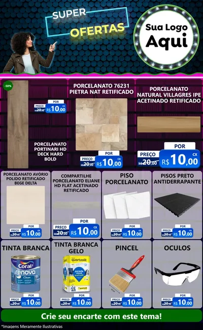 Modelo de Encarte para Encarte Grande com o tema Super Ofertas para Pisos e revestimentos
