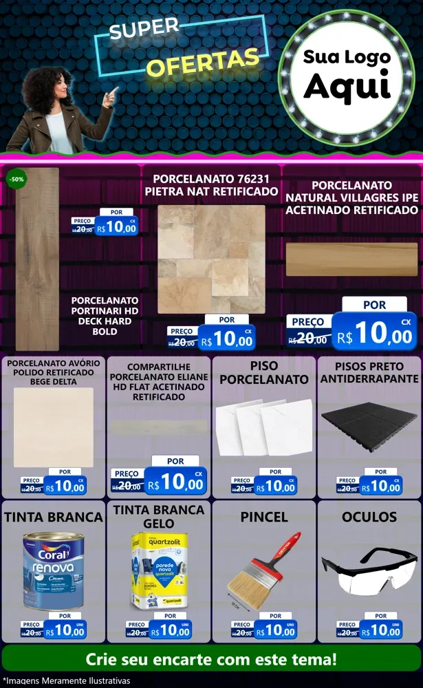 Modelo de Encarte para Encarte Grande com o tema Super Ofertas para Pisos e revestimentos