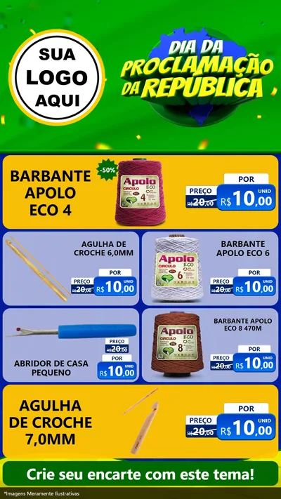 Modelo de TV para TV Vertical com o tema Dia Da Proclamação Da República para Armarinho e Aviamentos