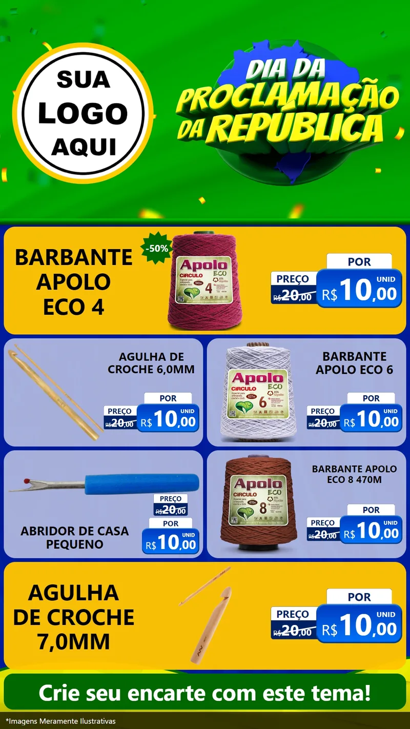Modelo de TV para TV Vertical com o tema Dia Da Proclamação Da República para Armarinho e Aviamentos