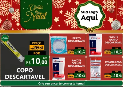 Modelo de Encarte para Encarte A4 Horizontal com o tema Natal de Ofertas para Embalagens