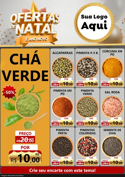 Modelo de Encarte para Encarte A4 Vertical com o tema Ofertas De Natal E Ano Novo para Produtos Naturais