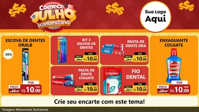 Modelo de TV para TV Horizontal com o tema Comece Julho Economizando para Higiene Pessoal