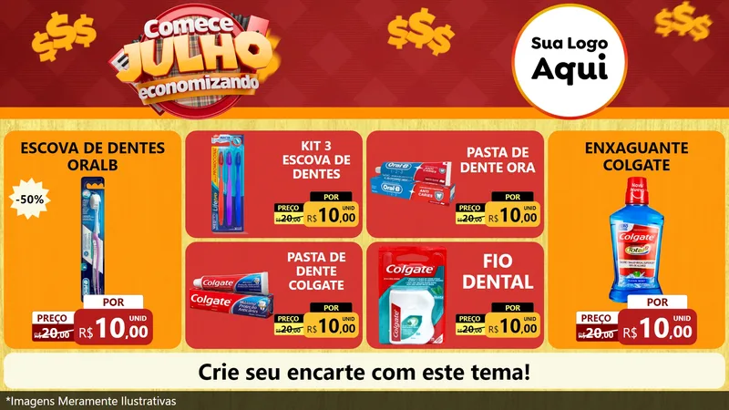 Modelo de TV para TV Horizontal com o tema Comece Julho Economizando para Higiene Pessoal