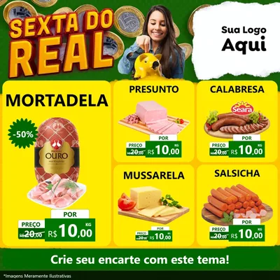 Modelo de Rede Social para Feed Facebook com o tema Sexta do Real para Frios e Laticínios