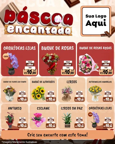 Modelo de Rede Social para Feed Instagram com o tema Páscoa Encantada para Floricultura e jardim