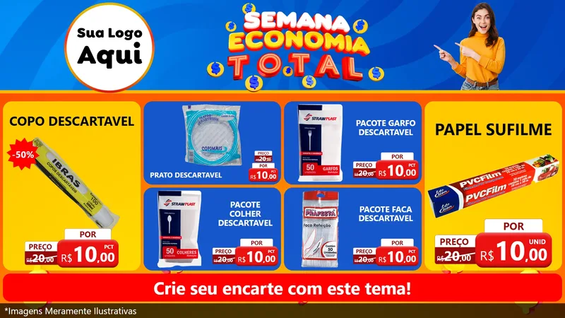 Modelo de TV para TV Horizontal com o tema Semana Economia Total para Embalagens