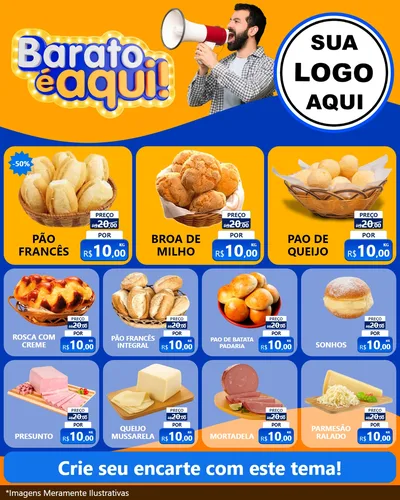 Modelo de Rede Social para Feed Instagram com o tema Barato é aqui para Padaria