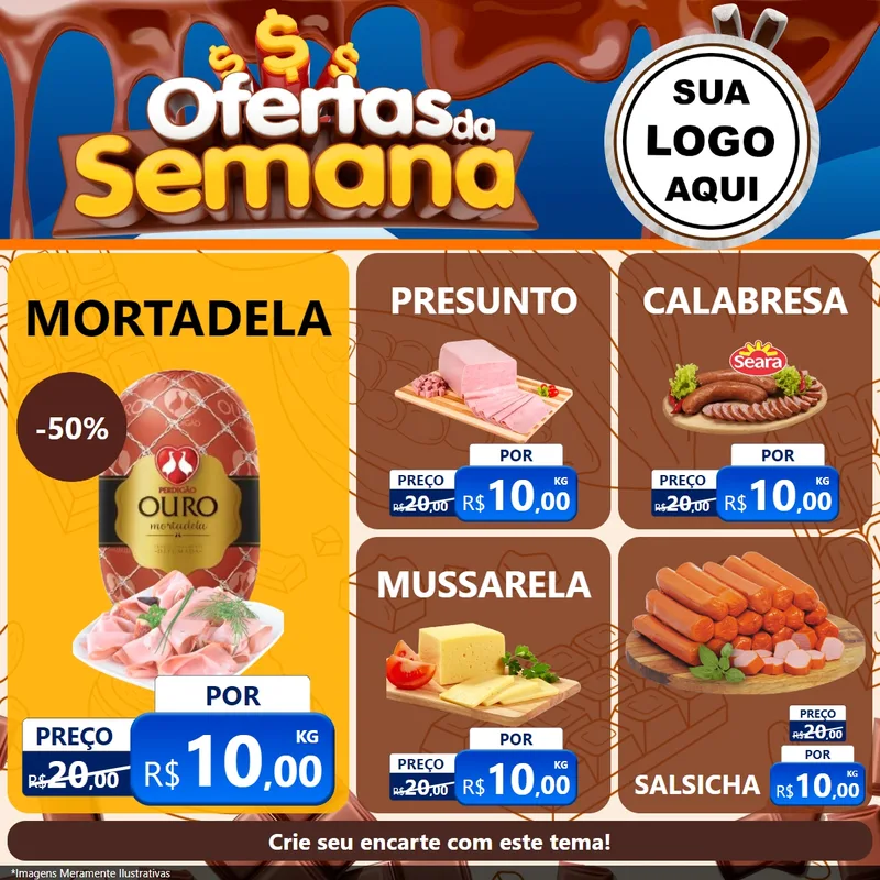 Modelo de Rede Social para Feed Facebook com o tema Ofertas da Semana - Páscoa para Frios e Laticínios