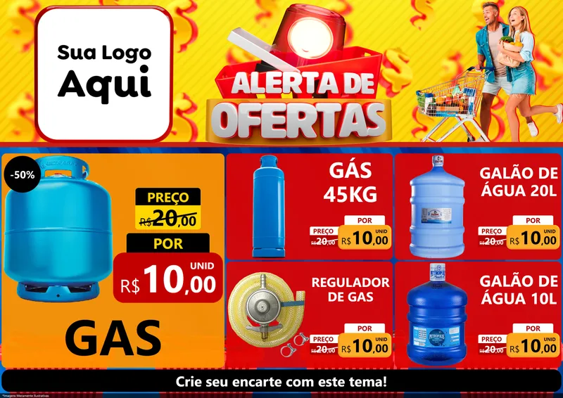 Modelo de Encarte para Encarte A4 Horizontal com o tema Alerta de Ofertas para Água e gás