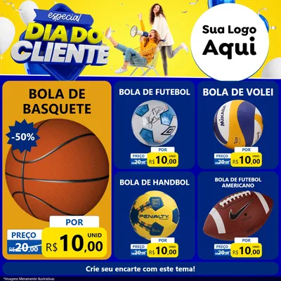 Modelo de Rede Social para Feed Facebook com o tema Especial Dia do Cliente para Artigos Esportivos