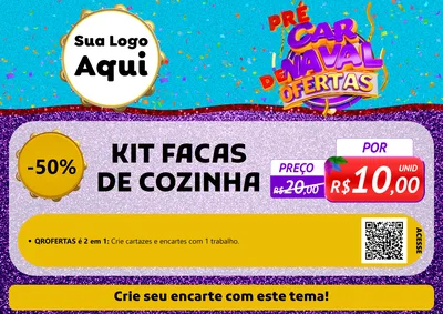 Modelo de Cartaz para Cartaz A4 Horizontal com o tema Pré Carnaval de Ofertas para Utilidades Domésticas