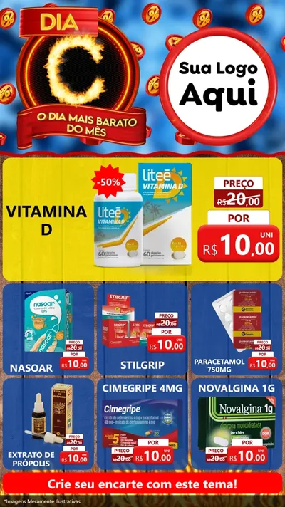 Modelo de Rede Social para Stories com o tema Dia C - O Dia Mais Barato Do Mês para Farmácia