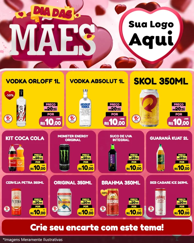 Modelo de Rede Social para Feed Instagram com o tema Dia Das Mães para Distribuidora de bebidas