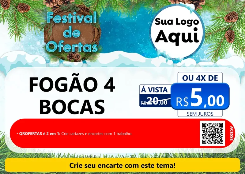 Modelo de Cartaz para Cartaz A4 Horizontal com o tema Festival de Ofertas - Inverno para Móveis e Eletro