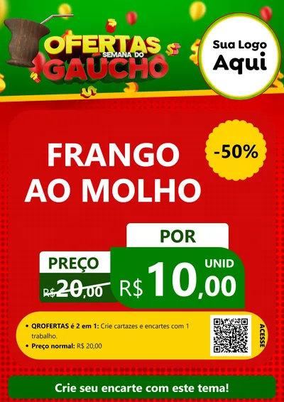 Modelo de Cartaz para Cartaz A4 Vertical com o tema Ofertas Semana Do Gaúcho para Restaurante