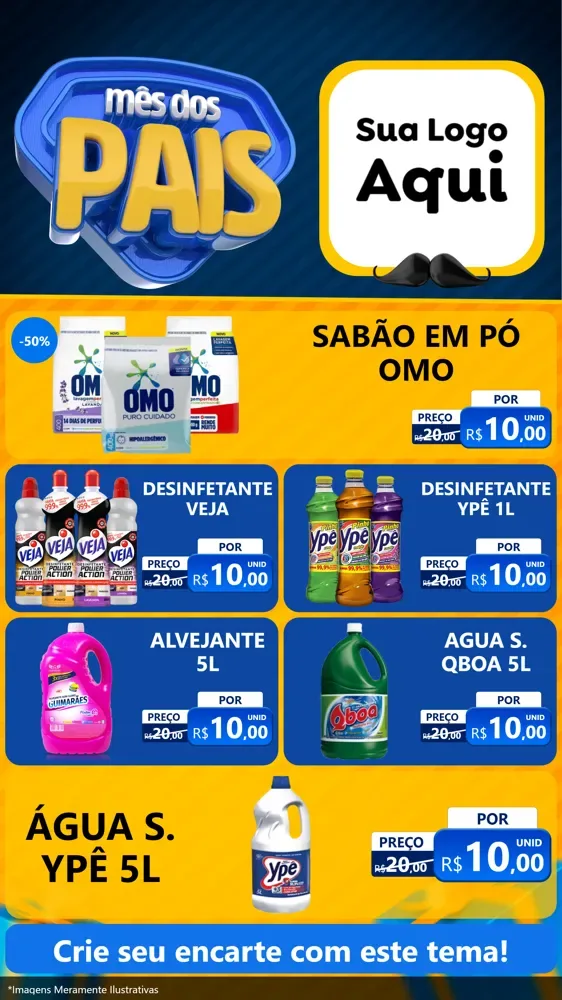 Modelo de TV para TV Vertical com o tema Mês dos Pais para Produtos de Limpeza