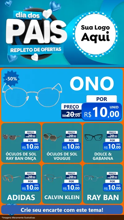 Modelo de Rede Social para Stories com o tema Dia Dos Pais Repleto de Ofertas para Óticas