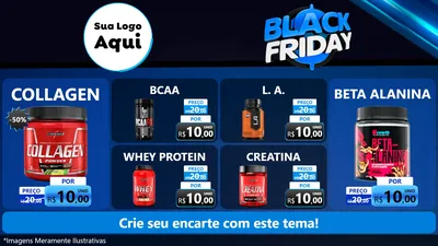 Modelo de TV para TV Horizontal com o tema Black Friday para Suplementos alimentares