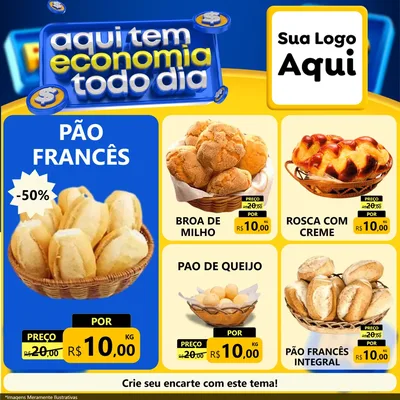 Modelo de Rede Social para Feed Facebook com o tema Aqui Tem Economia Todo Dia para Padaria