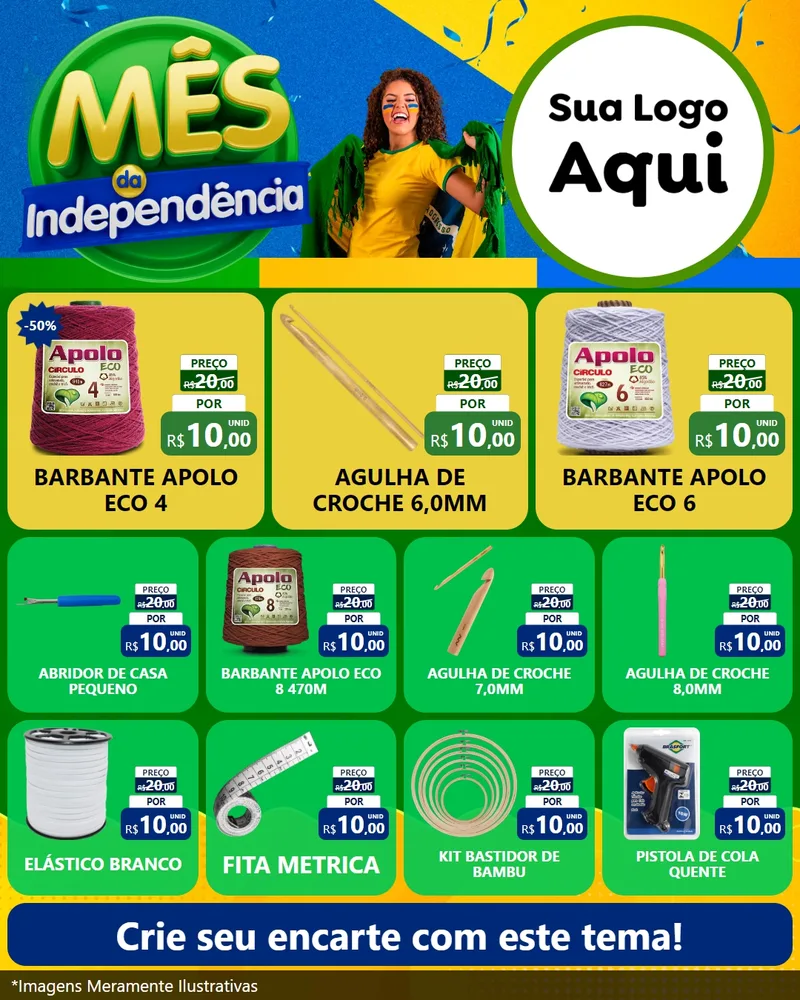 Modelo de Rede Social para Feed Instagram com o tema Mês da Independência para Armarinho e Aviamentos