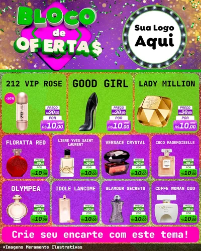 Modelo de Rede Social para Feed Instagram com o tema Bloco de Ofertas para Perfumes