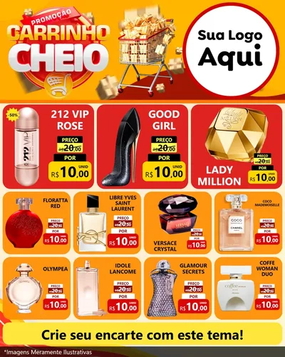 Modelo de Rede Social para Feed Instagram com o tema Promoção carrinho cheio para Perfumes