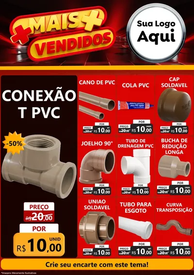 Modelo de Encarte para Encarte A4 Vertical com o tema Mais Vendidos para Tubos e conexões