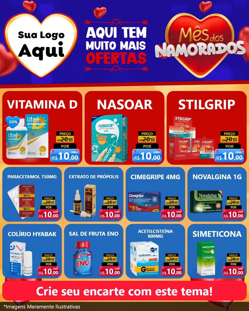 Modelo de Rede Social para Feed Instagram com o tema Mês dos Namorados para Farmácia